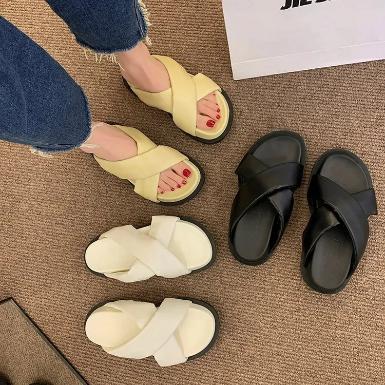 2022 Nw Womn Non-slip Platform Slipprs Summr Comfortabl Bach slids Woman Fashion Thick Sol outdoor sandals_voghion.com