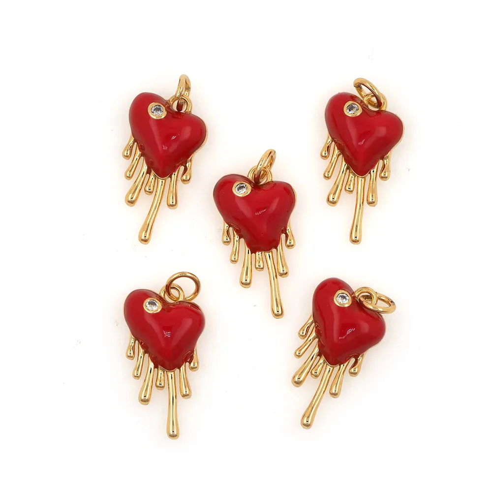Pendentif cœur émaillé charm pour collier plaqué or_voghion.com