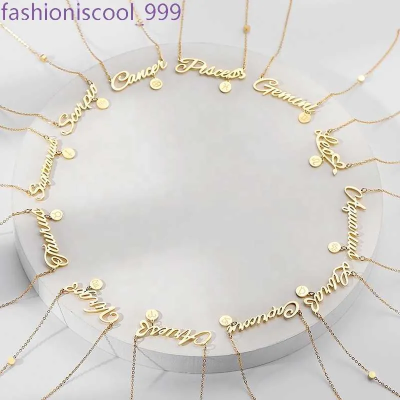Benutzerdefinierte Edelstahl vergoldet Twee Konstellation Stern Schmuck Sternzeichen Astrologie Horoskop Anhänger Halskette_voghion.com