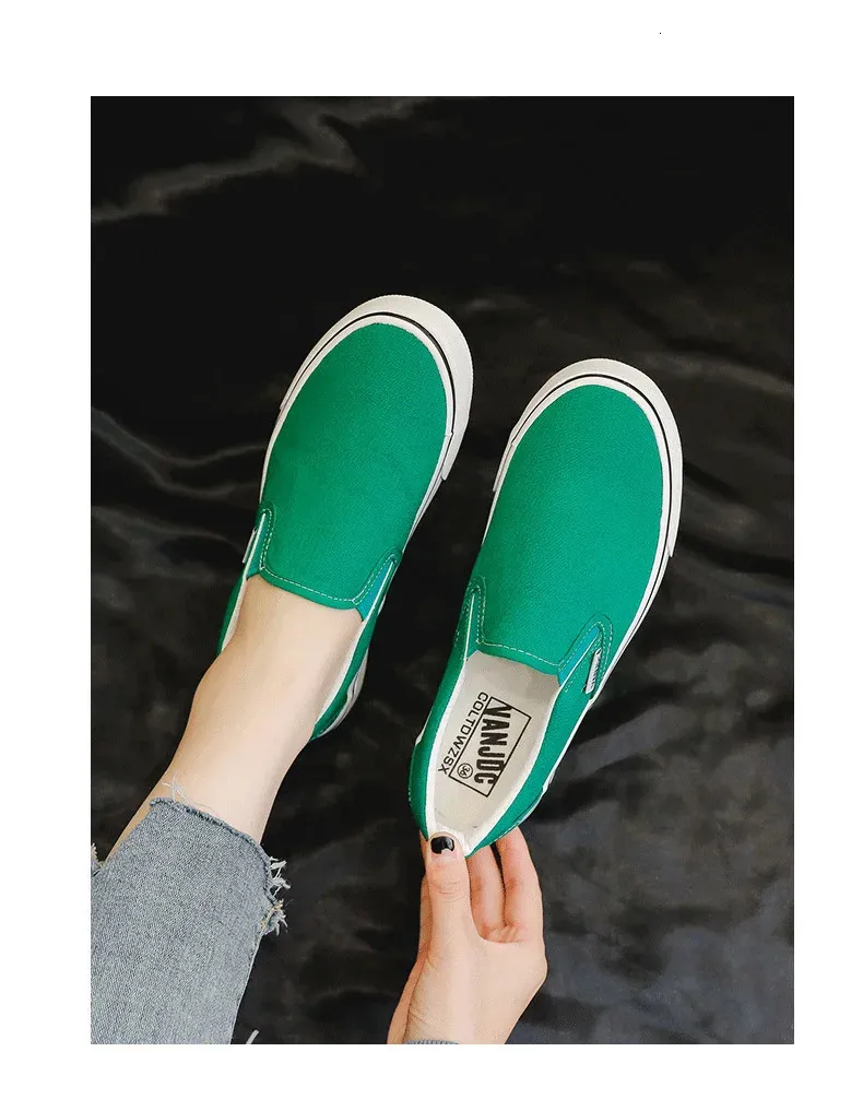 Weiße Canvas Damen Paar Slipper Flache Bequeme Casual Fashion Plateau Damen Vulkanisierte Schuhe atillas Mujer 240607_voghion.com