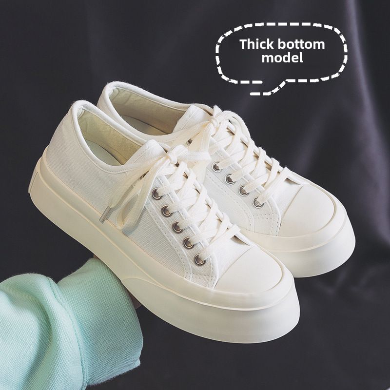 Zapatos de lona con suela gruesa de moda 2024 para mujer_voghion.com