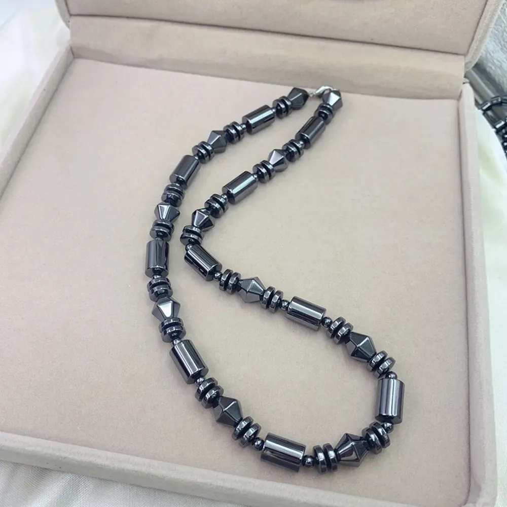 Collier de guérison en hématite avec breloques pour hommes et femmes, perles en pierre naturelle, thérapie, soulagement de l'anxiété, yoga, ras du cou, bijoux_voghion.com