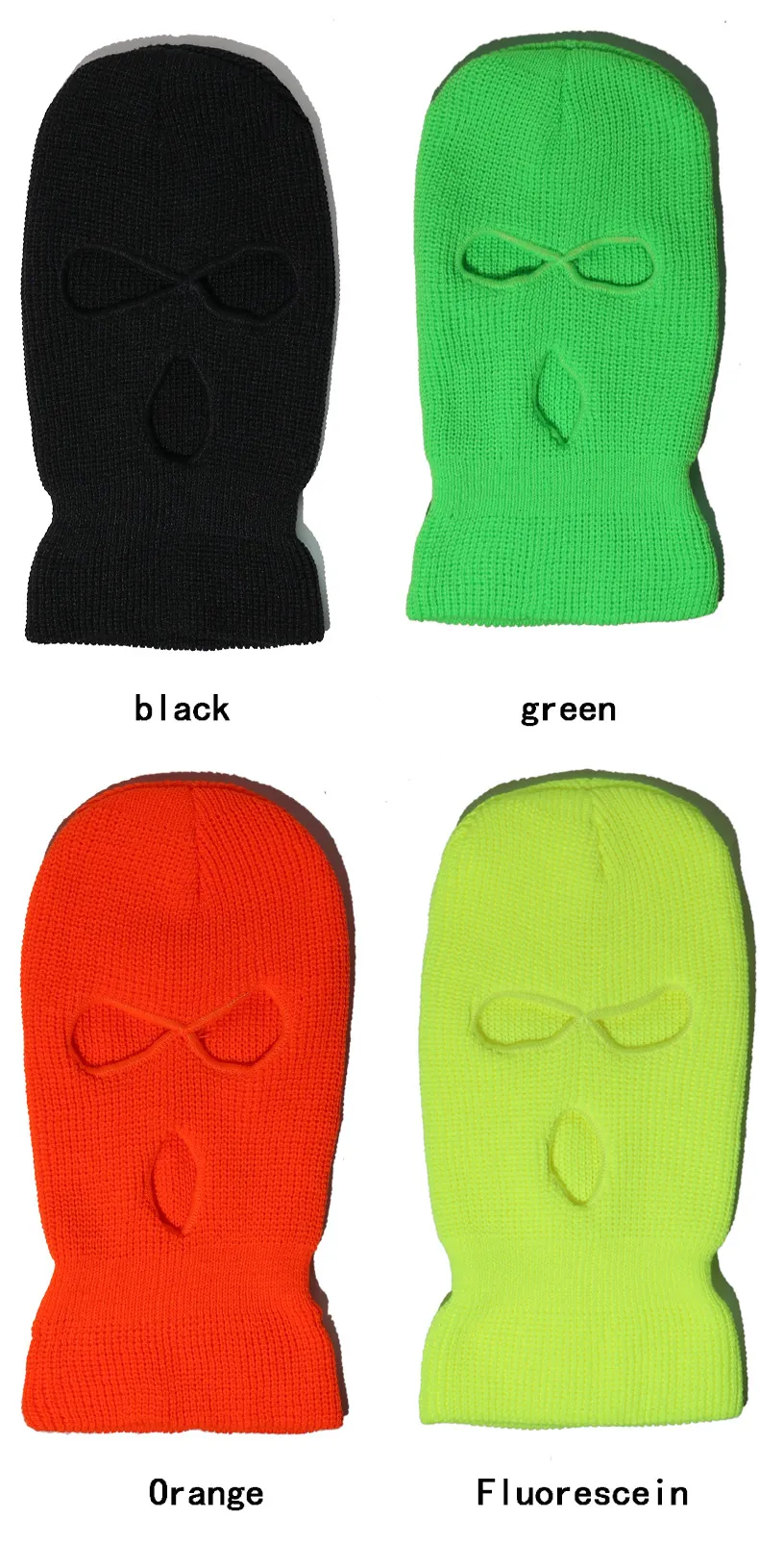 Casquette fluorescente à trois trous, masques de fête de créateur, couvre-chef tricoté, masque de ski d'hiver, garde le visage complet coupe-vent au chaud_voghion.com