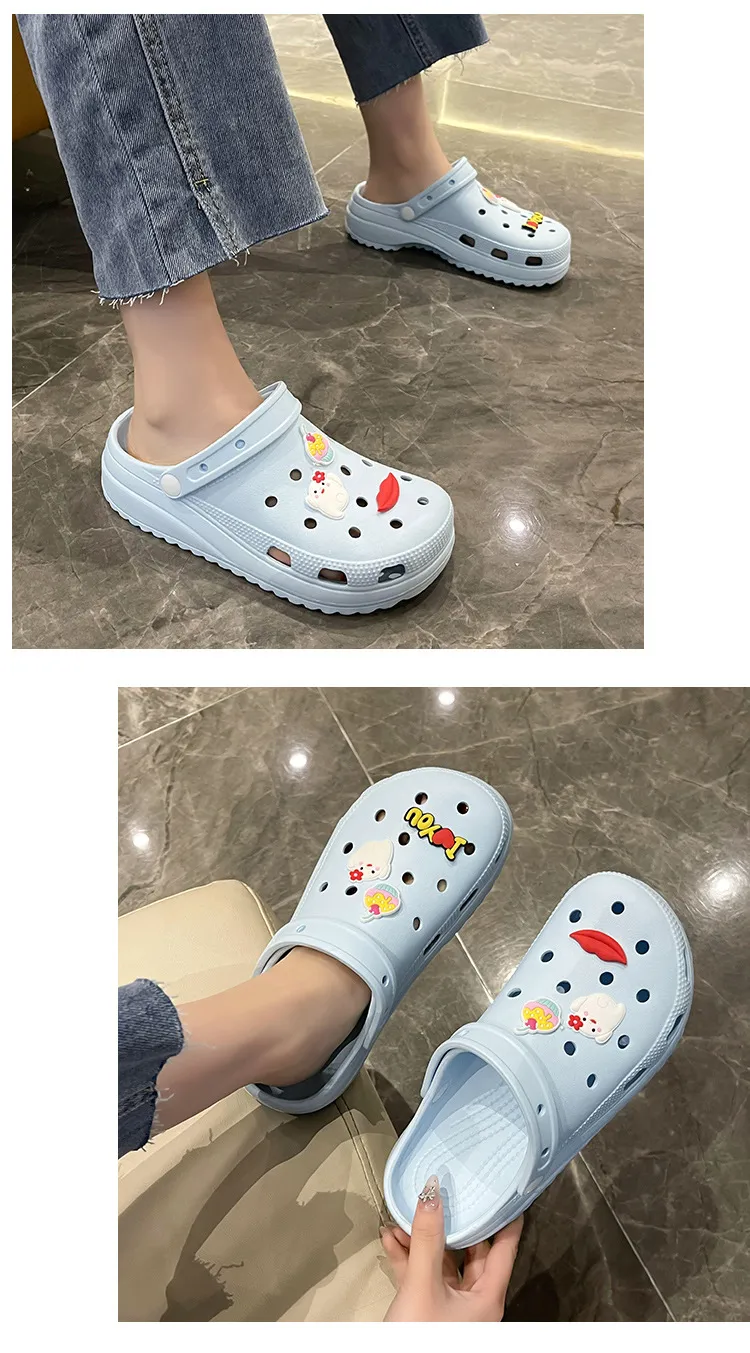 New Thick Sole 2024 Summer Cute Beach Hole Shoes with Feet Feeg Cool Bathroom Anti slip and Odor Prevention Free_voghion.com