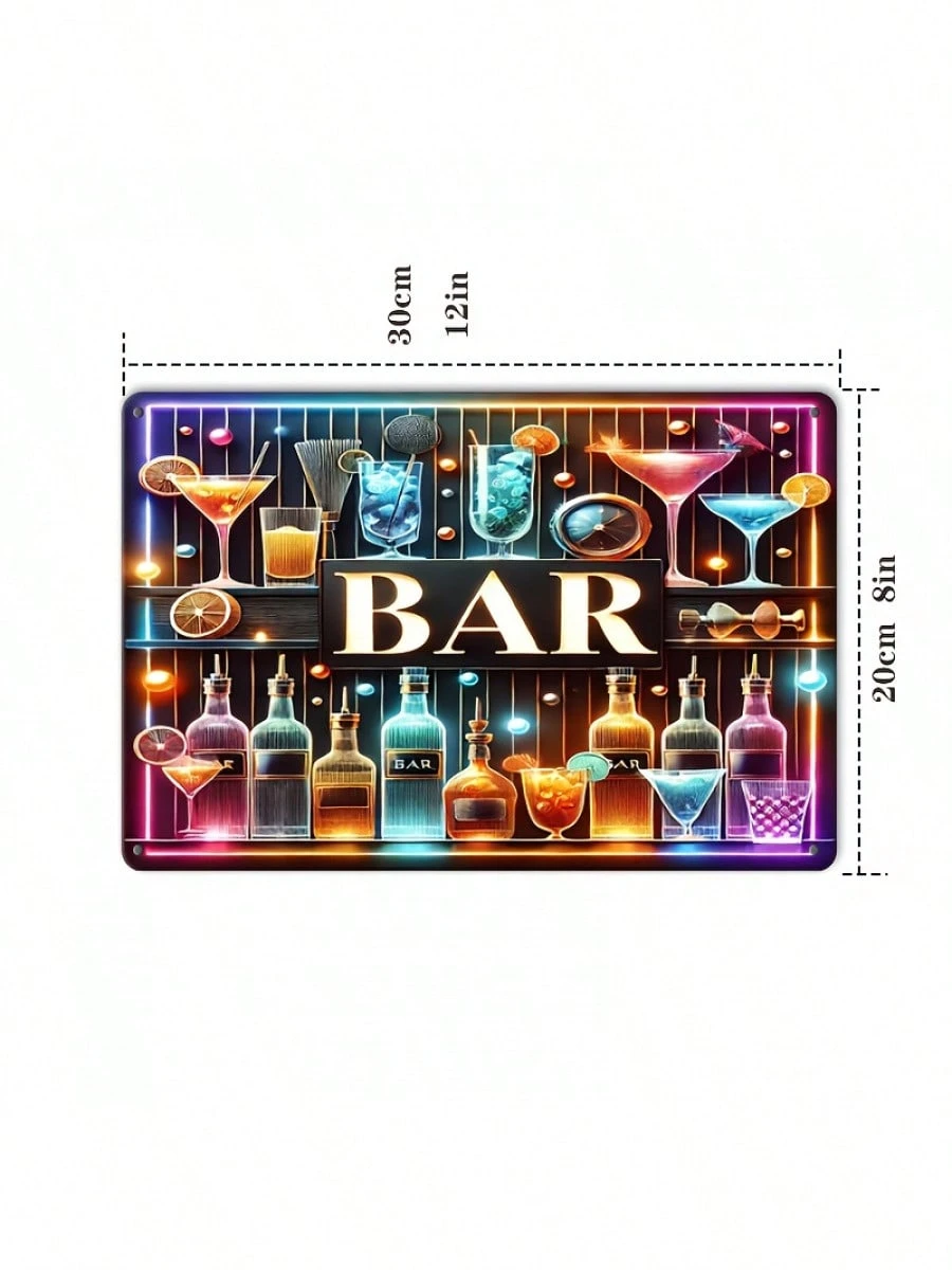 Vintage Bar Neon Light Sign, Iron Foil Carved,8X12,Retro Bar Home Decor,Garage Lighting|Retro Neon Light Sign|Iron Foil Artwork, Wall|Room Decoration_voghion.com
