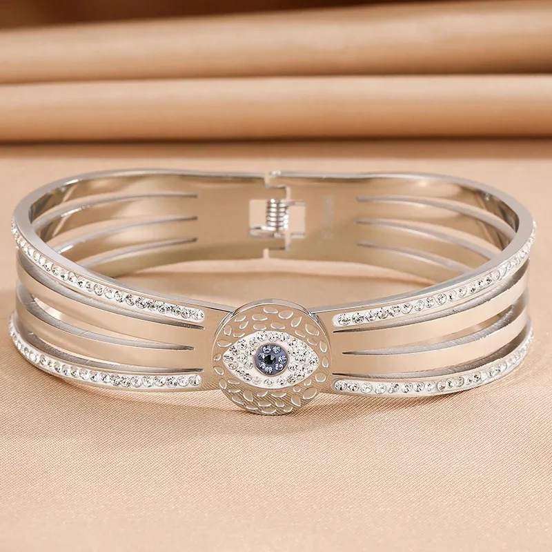 Bracelet en acier inoxydable Evil Devil Eye modèle plaqué or poli 240507_voghion.com