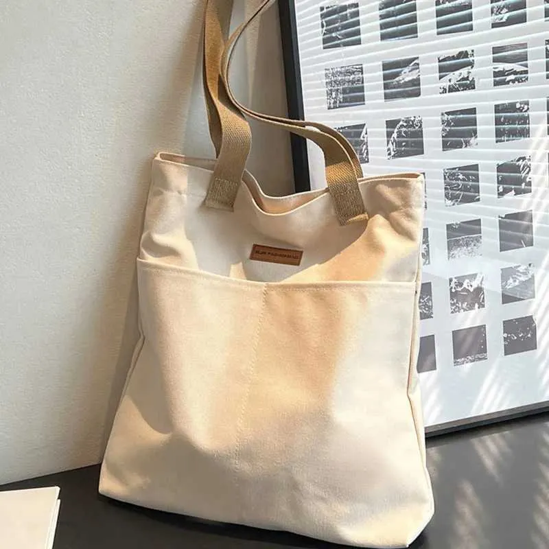 Canvas Tote Bag Women's Shoulder Bag Premium Sensory Handbag_voghion.com