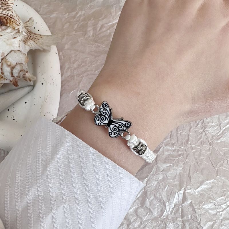 Antieke handgeweven vlinderarmband voor dames in retrostijl, eenvoudig en veelzijdig, verstelbare handgeknoopte sieraden_voghion.com