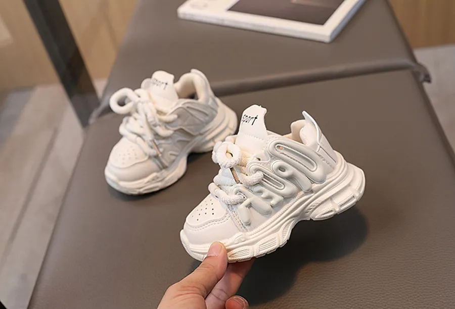 Pigersneakers Børn Børn Trendy Pink Beige Platform Snøresko Littlesprouts Børn Løbesko Skridsikre Pigesko_voghion.com