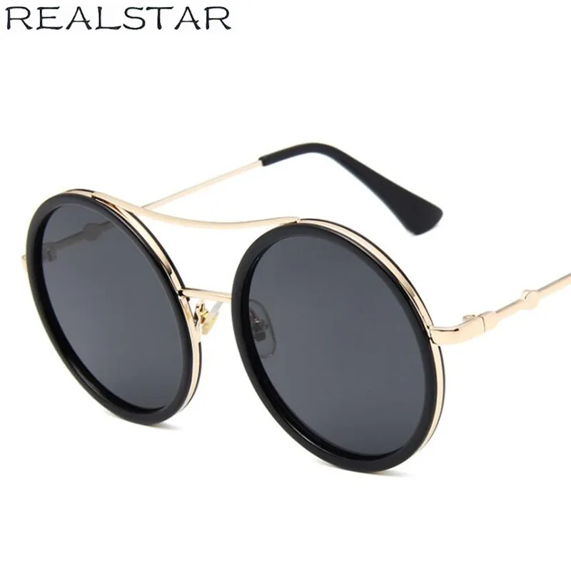 All'ingrosso-REALSTAR Brand Bee Occhiali da sole Donna Round Designer Rosso Verde Occhiali a specchio Donna 2018 Moda Retro Shades_voghion.com