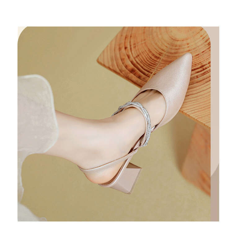 Baotou Sandals 2025 New Summer French Mary Jane Shoes Chunky Heel Pointed Toe High Heels_voghion.com