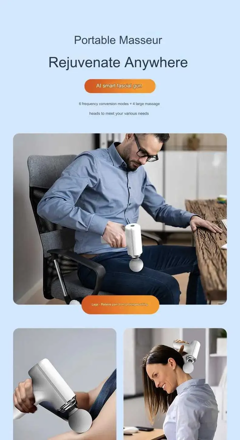RYYD Pro Fascia Gun - Deep Tissue Massager|60min Runtime & Silent|CE Certified EU_voghion.com
