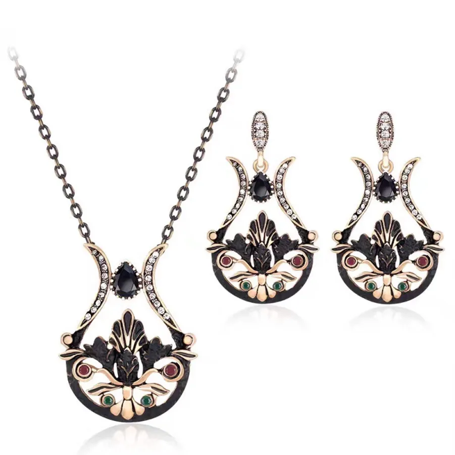 Collane con ciondolo 2023 Gioielli di moda coreana Catena lunga Cristallo Strass Vaso di fiori Collana Orecchini Set per le donne_voghion.com