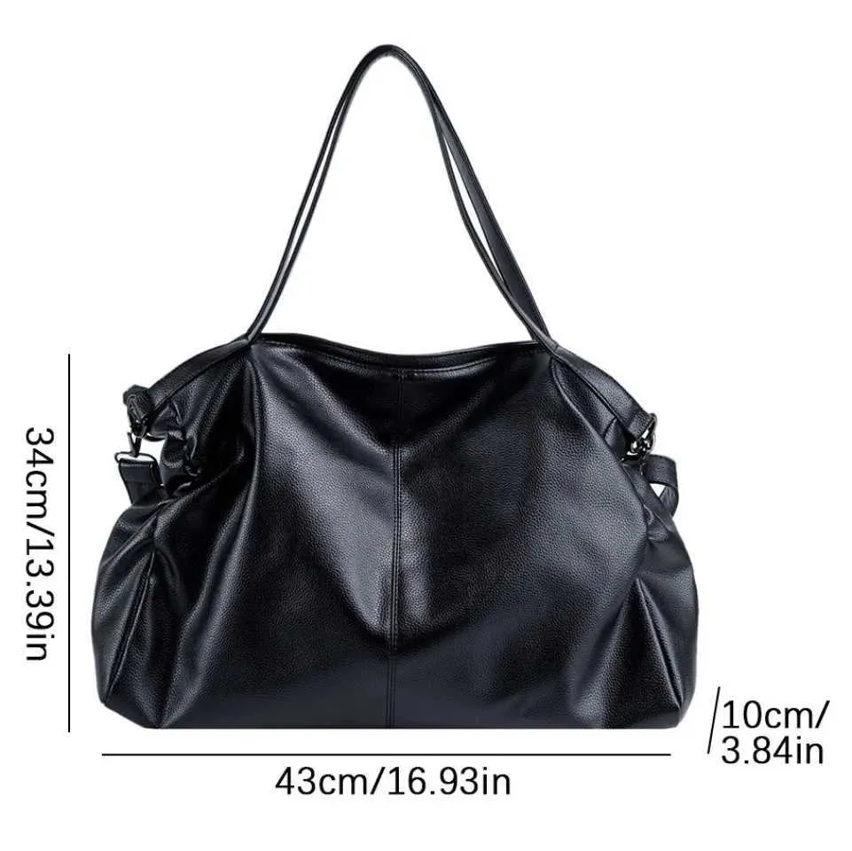 Borsa a tracolla vintage classica retrò alla moda in morbida pelle PU casual con tracolla singola, grande capacità_voghion.com