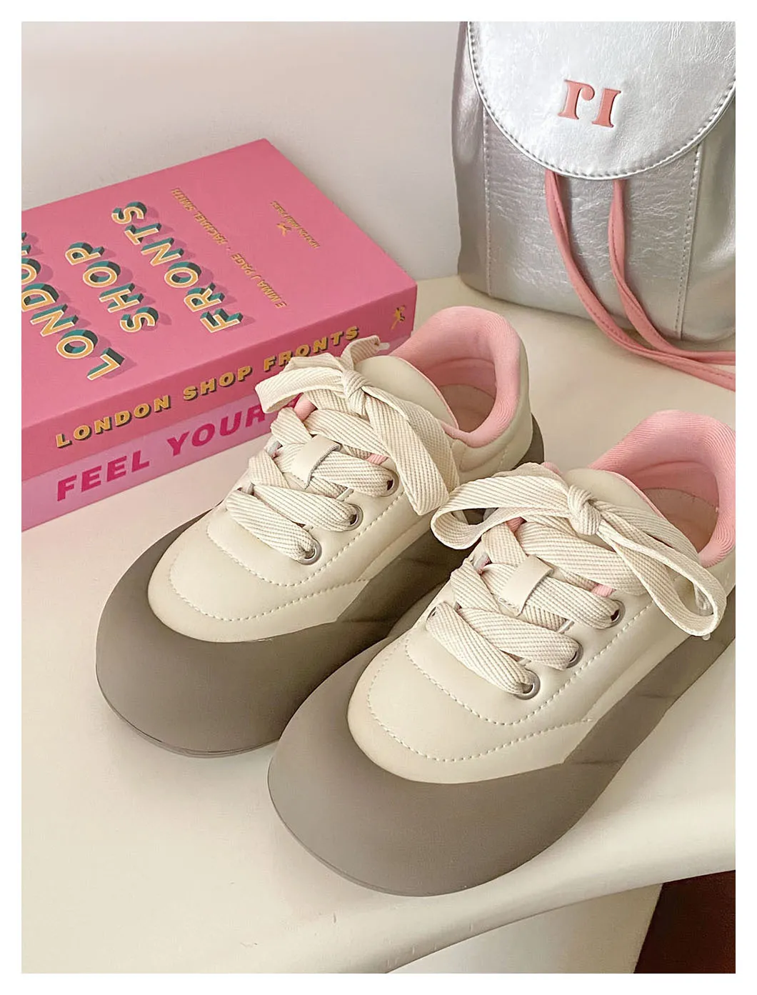 Comfortable Breathable Mesh Running Shoes With Thick Sole Platform_voghion.com