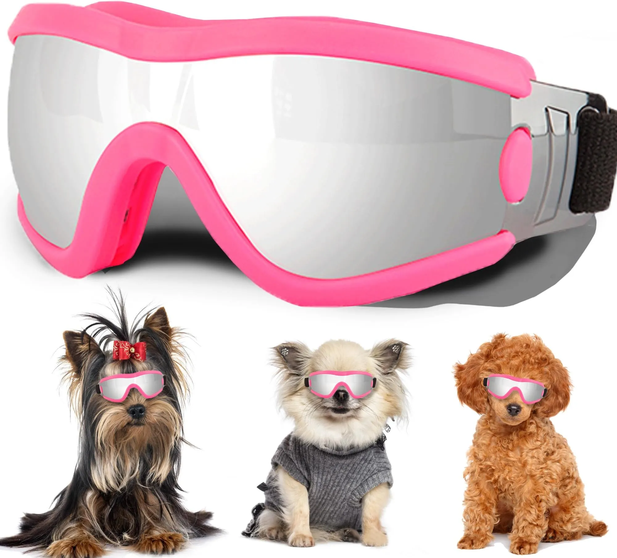 Sunglasses with Adjustable Strap UV Protection, Winproof Puppy Sunglasses, Suitable for Small Pet Glasses, Dogs Eyes_voghion.com