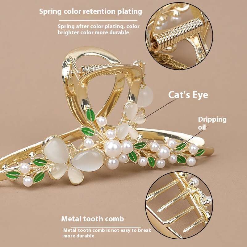 Echter Katzenaugenstein-Schmetterling, großer Metall-Greifclip, High-End-Gefühl, leichtes Luxustemperament, Damenrückseite_voghion.com