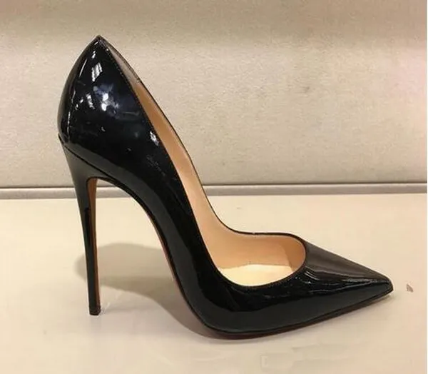 Top Qualität 2018 Frauen Böden High Heels Sexy Spitzschuh Rote Sohle 8cm 10cm 12cm Pumps Hochzeit Kleid Schuhe Nude Schwarz_voghion.com