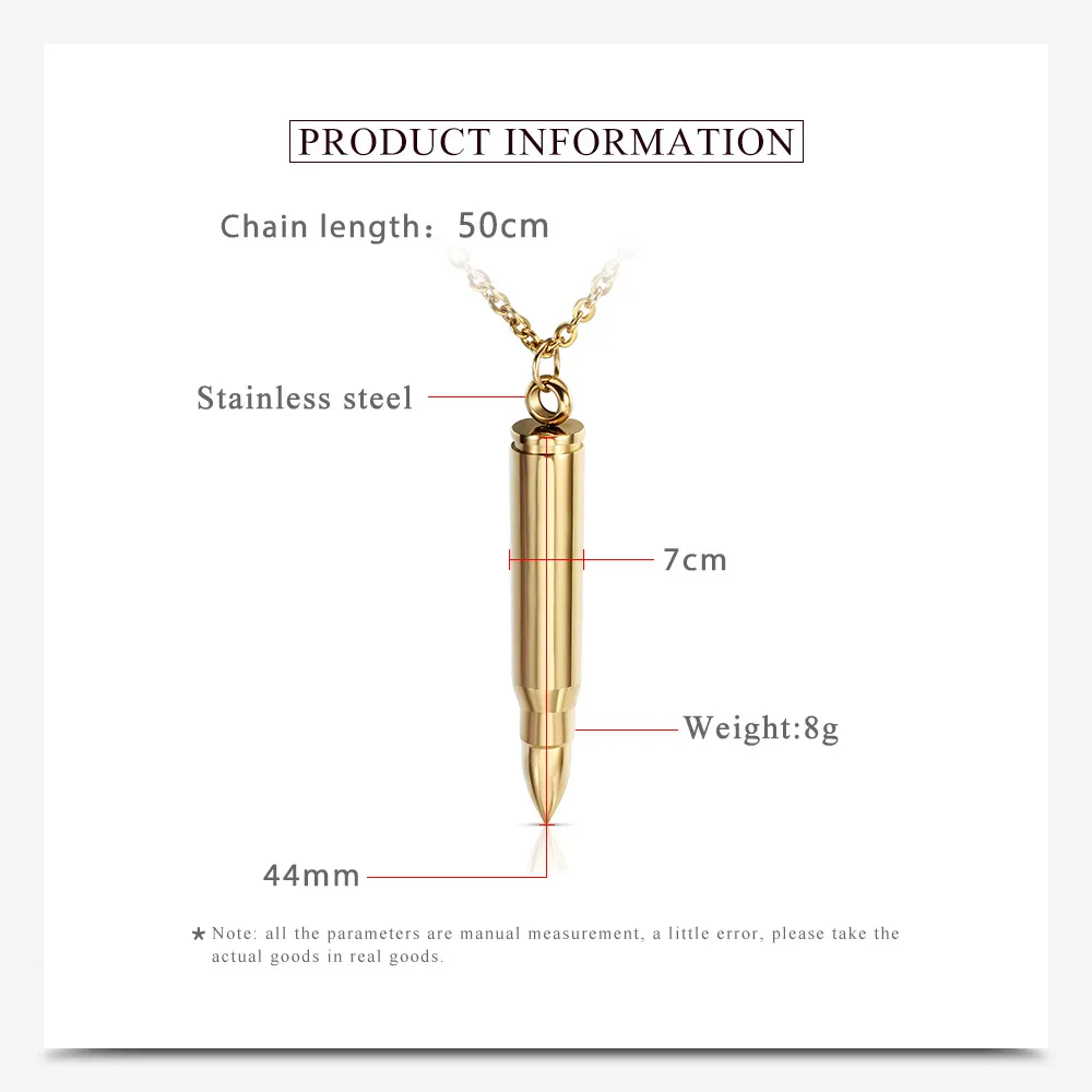 Gold Plated Mens Titanium Steel Bullet Open Pendant Perfume Essential Oil Diffuser Necklace Name Custom Engraving Gifts_voghion.com
