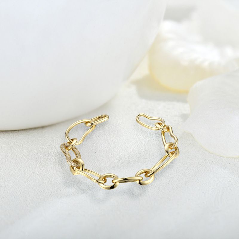 Moderiktigt kopparpläterat 14k gult armband för kvinnor, retro smycken för tung industri_voghion.com