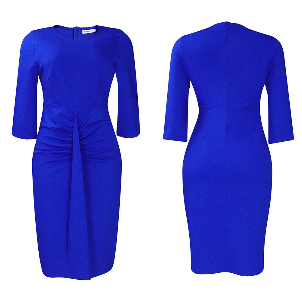 Abito da donna con maniche a cinque quarti, temperamento alla moda, borsa slim fit, natica, abito taglie forti_voghion.com