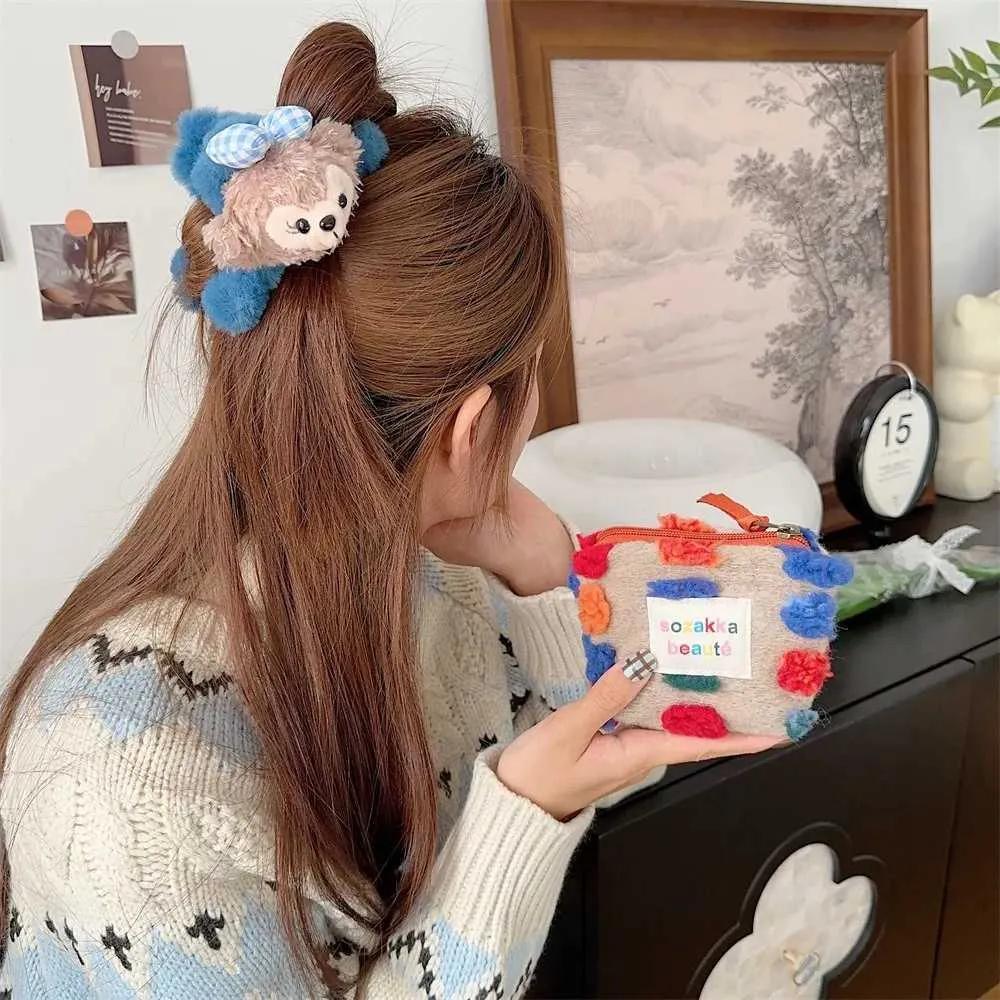 Dots Plush Coin Purse Pendant Retro Wallet Sanitary Napkin Storage Bag Zipper Kaii Cosmetic Data Cable Ba241210_voghion.com