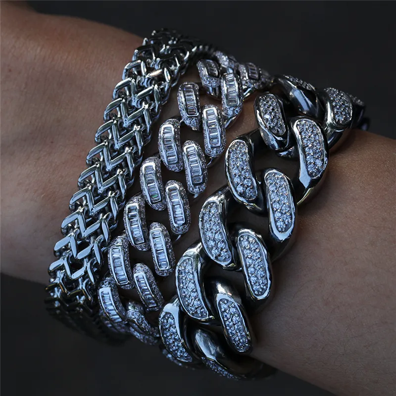 QianJian neue mode 9 zoll hip hop schmuck cuban link kette sterling splitter armbänder moissanite diamant_voghion.com