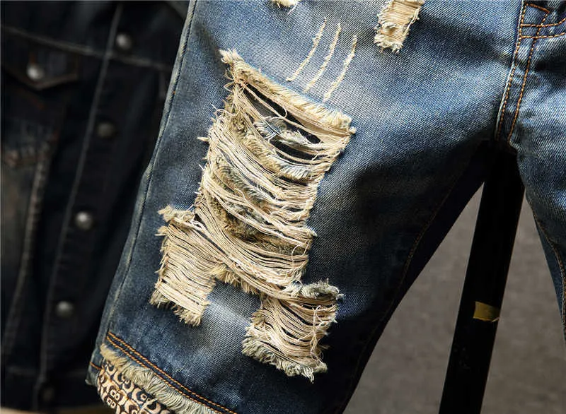 Men Vintage Ripped Bermudas Jeans Short Summer Streetwear Hip Hop Male Casual Holes Straight Denim Shorts Plus Size 40_voghion.com