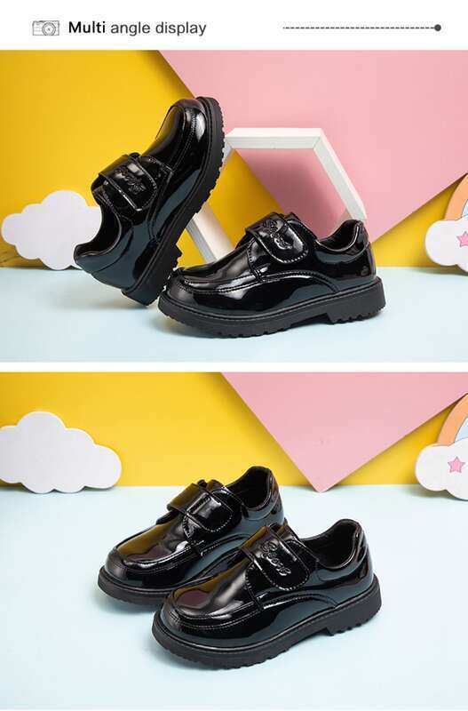 XUANMU Erkek Çocuk Ayakkabıları İlkbahar ve Sonbahar Yeni Siyah Parlak Klasik Çocuk Loafer Kız İçin Yeni Çok Yönlü Yuvarlak Burunlu Britanya Çocuk Okul Ayakkabıları Z0112_voghion.com