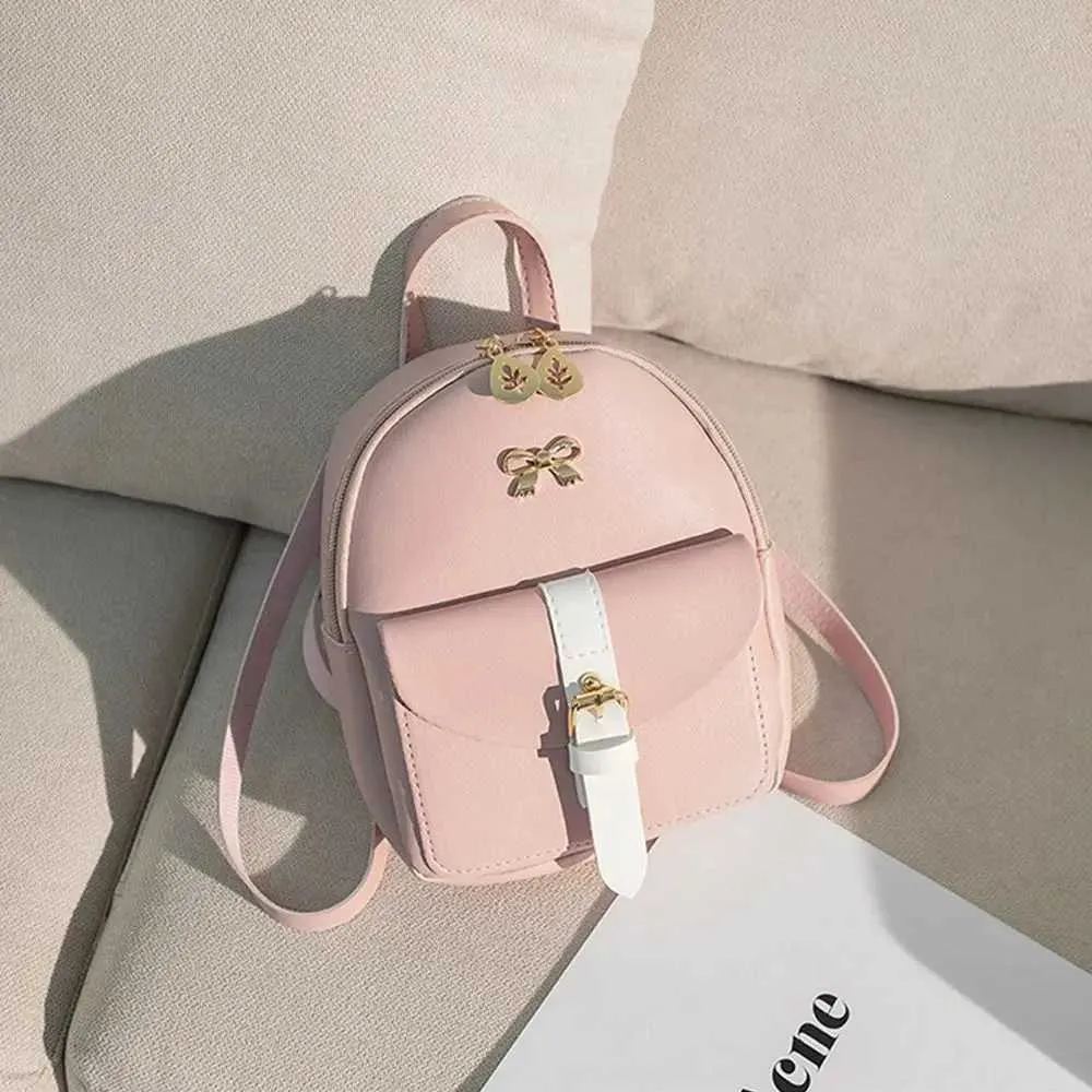 Kleiner Damen Mini Rucksack Aus Pu Leder Mit Schleife Detail_voghion.com