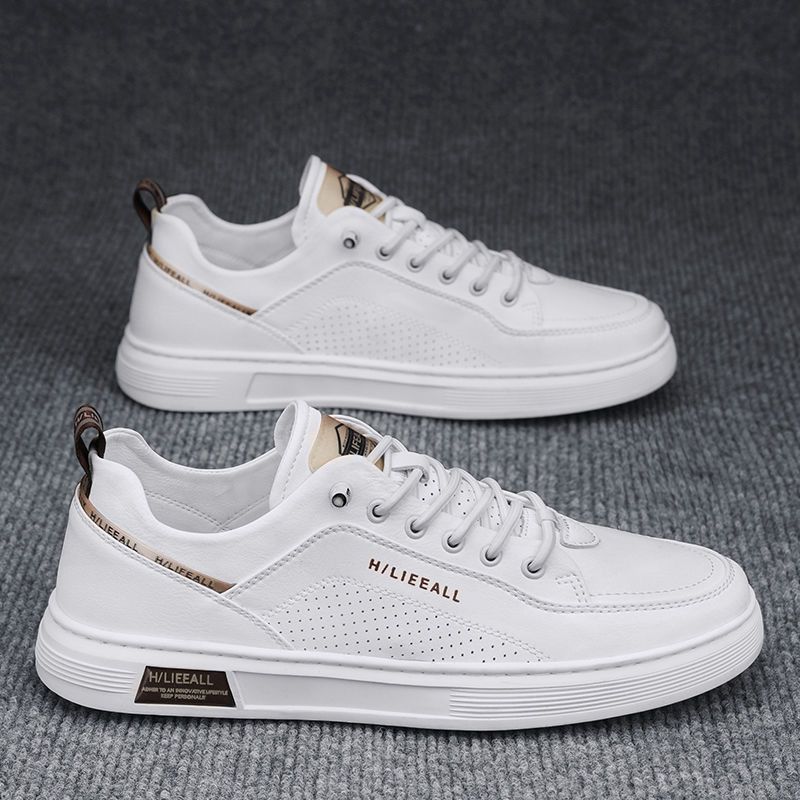 Men's 2024 new breathable Korean version white trendy fashionable versatile men's sports and leisure board shoes_voghion.com