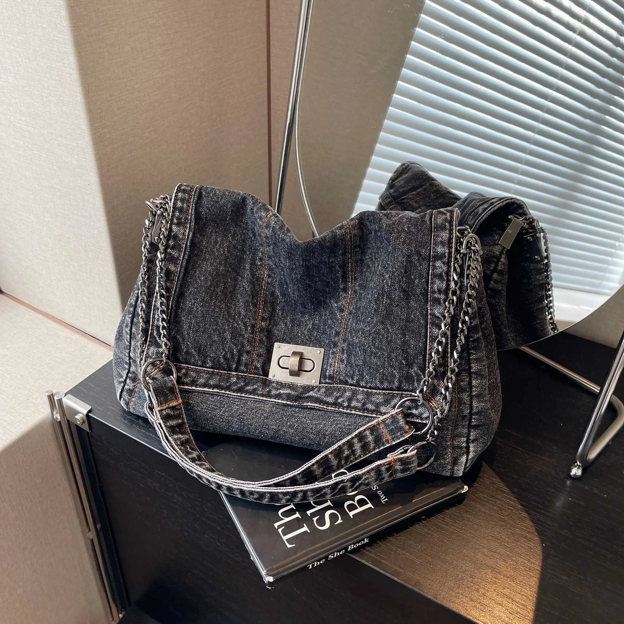 Ženska jeans torba za čez ramo, nova modna torba za čez ramo iz kavbojk, velika prostornina, za potovanje v šolo in na delo, crossbody, ba241216_voghion.com