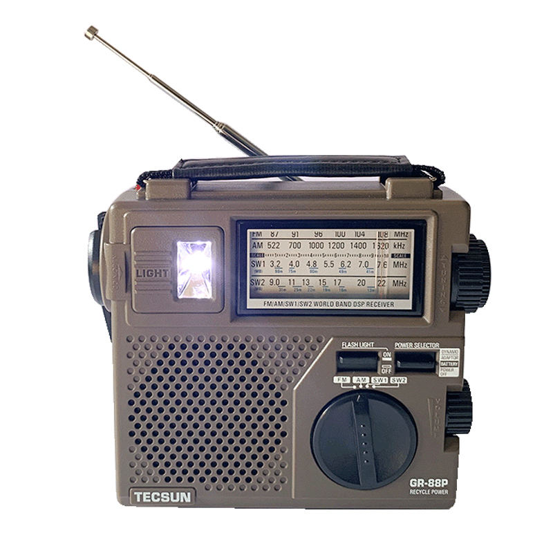 Receptor de radio digital portátil de banda completa Radio de emergencia con luz Radio dinamo con altavoz incorporado Manual de alimentación manual GR-88P_voghion.com