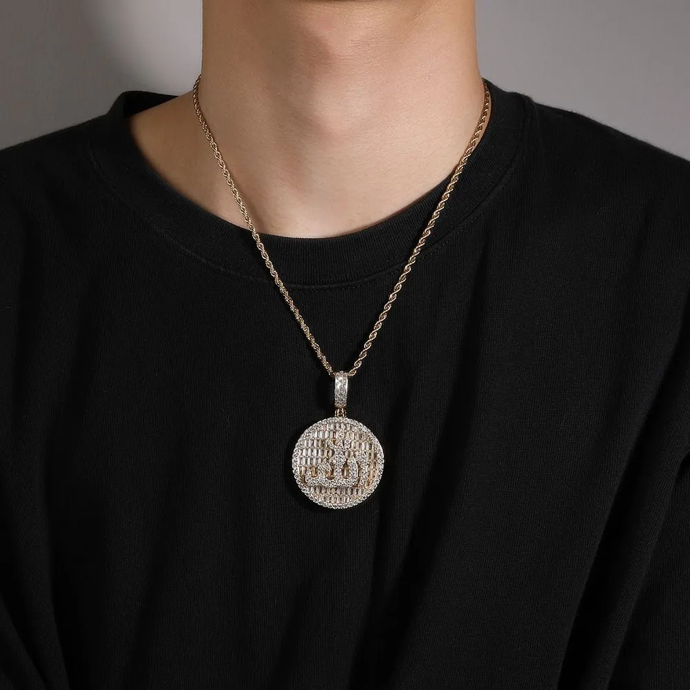 Collier avec pendentif rond symbole Hip Hop, bijoux plaqués or véritable, cadeau cool pour hommes_voghion.com
