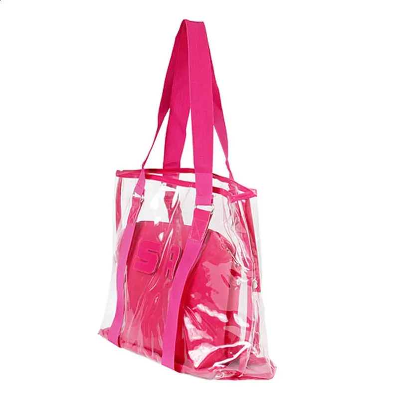 Candy color Transparent Bags Summer Package PVC clear Beach Jelly Crystal Shoulder Bag Women Handbag drop 240731_voghion.com