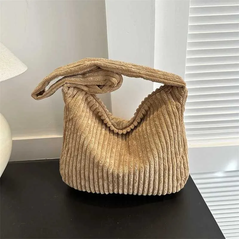 Borsa da designer Design semplice Borsa a tracolla in velluto a coste tinta unita Portafoglio e borsa a mano casual da donna_voghion.com