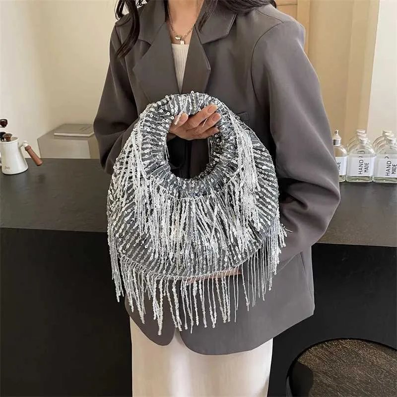 Borsa a tracolla con paillettes da donna elegante borsa a mano_voghion.com
