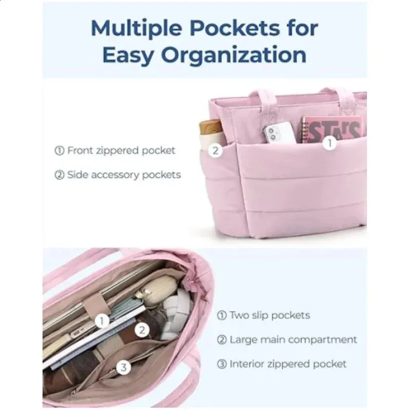 Big Square Cotton Padded Tote Versatile Handbag For Class Shopping Daily Use Storage Casual Shoulder Bag 240829_voghion.com