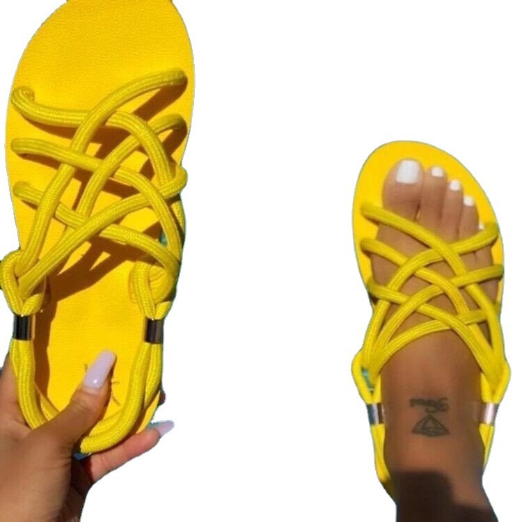 Sommer neue große größe komfort flache sandalen hanf seil_voghion.com