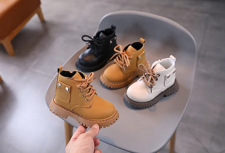 Kids PU Leather Fashion Winter Children's Boys Girls Anti Slip Happysteps Toddler Short Snow Boots Sizes US1C-US13C_desvips.com