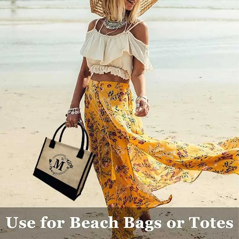 Ensemble de sacs à main tendance en pur coton naturel et en nouvelle lettre, sac de courses portable étanche Ba241116_voghion.com