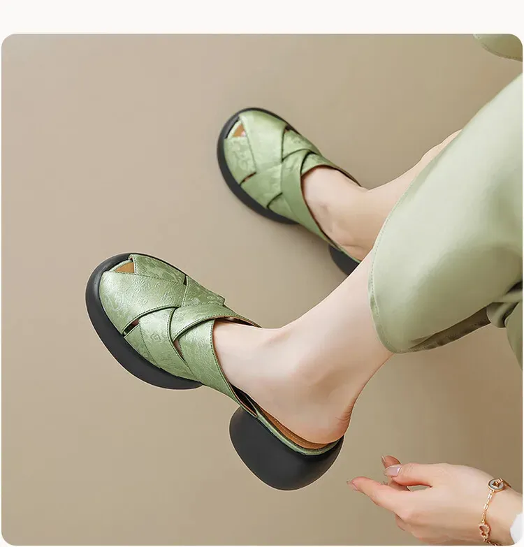 Women's Mules Sandals Casual Low Heels Comfortable Summer Slides_voghion.com