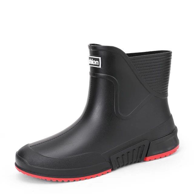 Women's boots Korean casual fashion short rain outdoor wear kitchen anti slip waterproof soft sole Garden work shoes_voghion.com