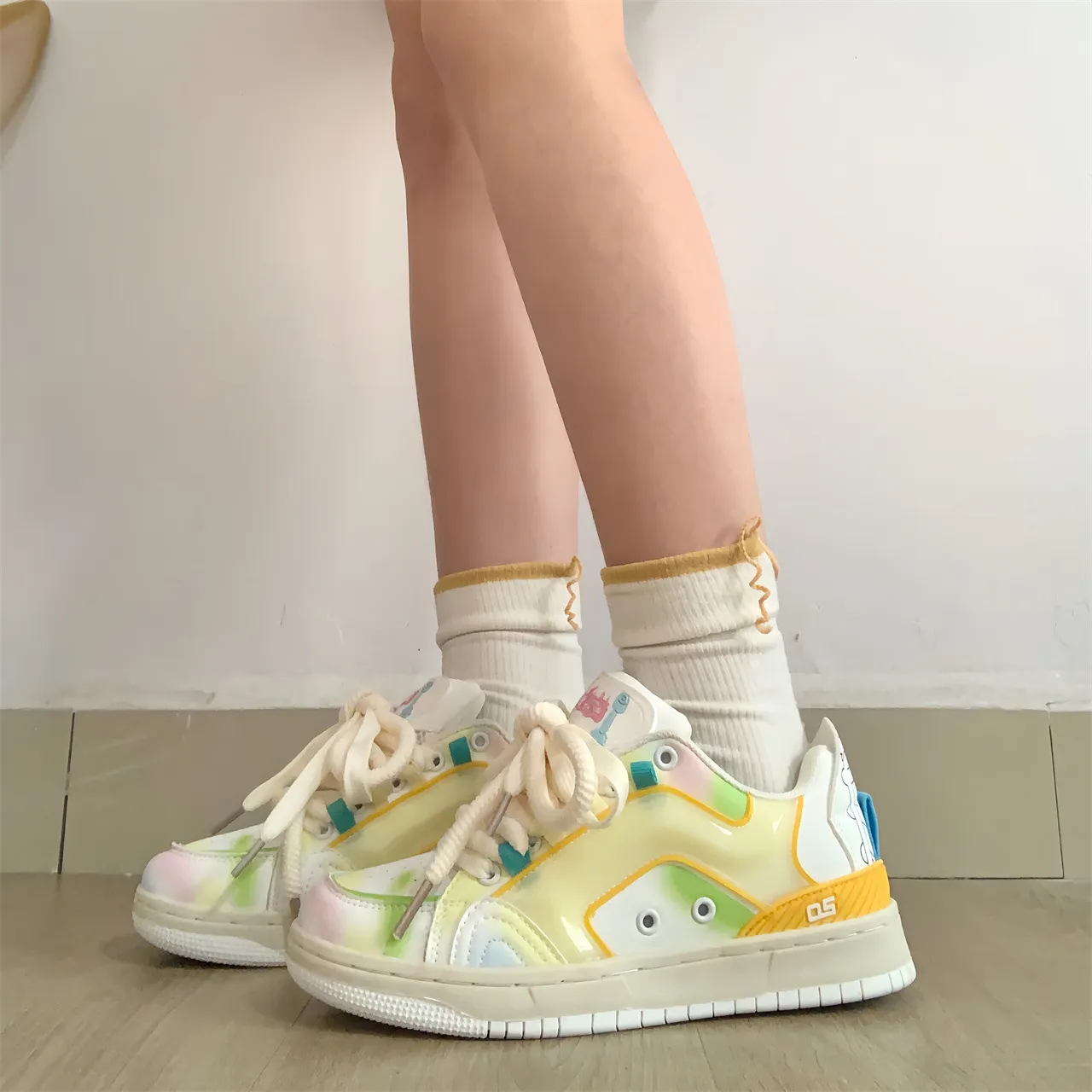 Versatile Flat Bottomed Casual Mandarin Duck Color Matching Sports Shoes With Mesh For Comfortable Breathable Fashion_voghion.com