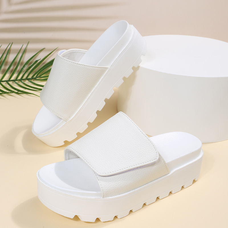 sandali da donna di grandi dimensioni con suola spessa Sandali da spiaggia slip-on interi in velcro da donna_voghion.com