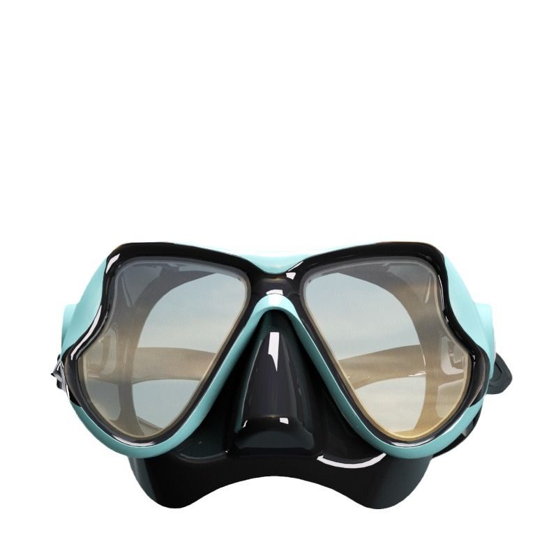 Hd tempered glass diving goggles Full dry shallow mask snorkel set_voghion.com