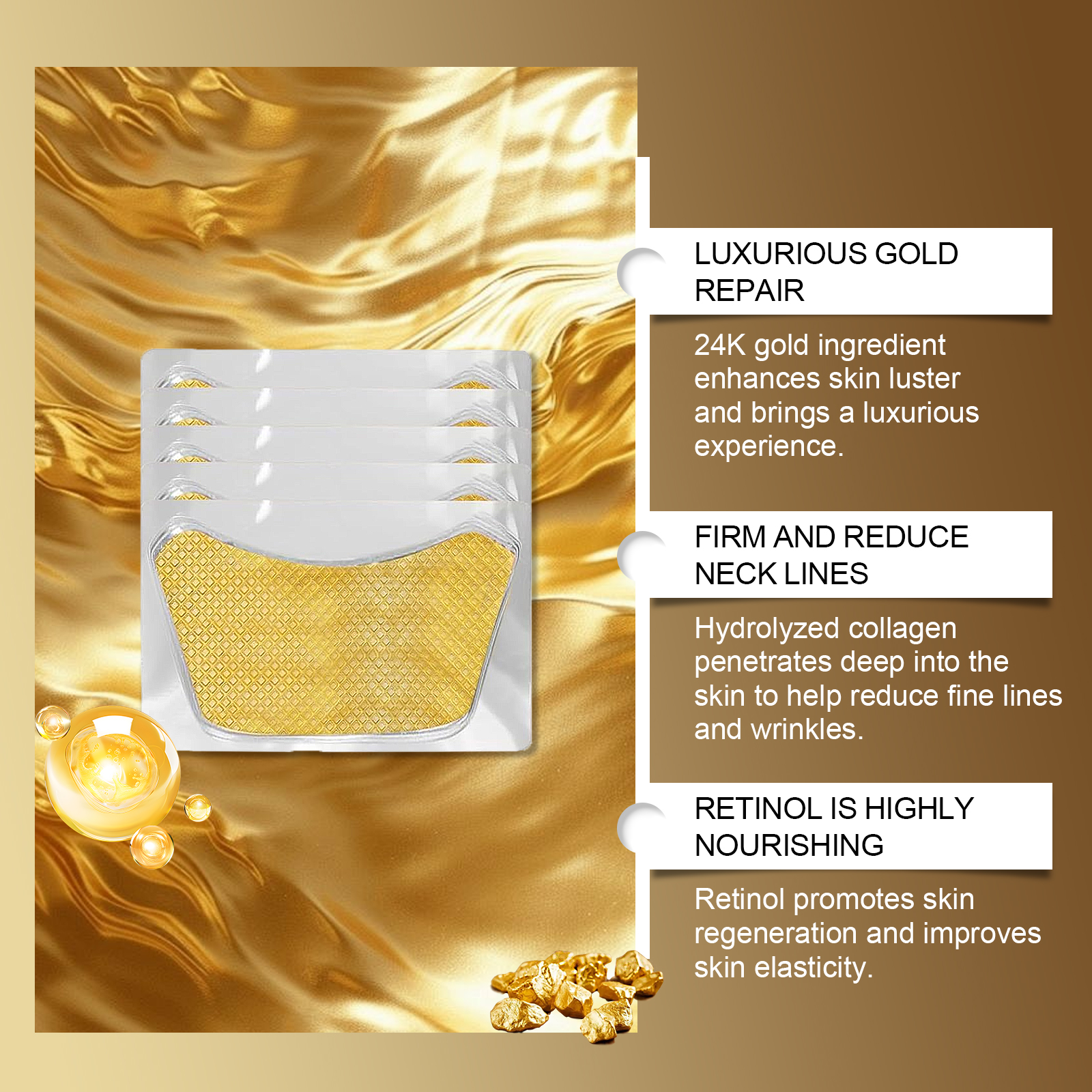 Jaysuing Gold Collagen Neck Patch Moisturizes, Nourishes And Lifts Neck Line Patch_voghion.com