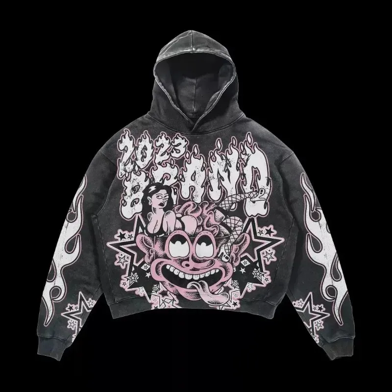 Designer hoodie Street trendy skeleton hoodies with 3D digital printing Pullover around the edges casual loose hooded_voghion.com