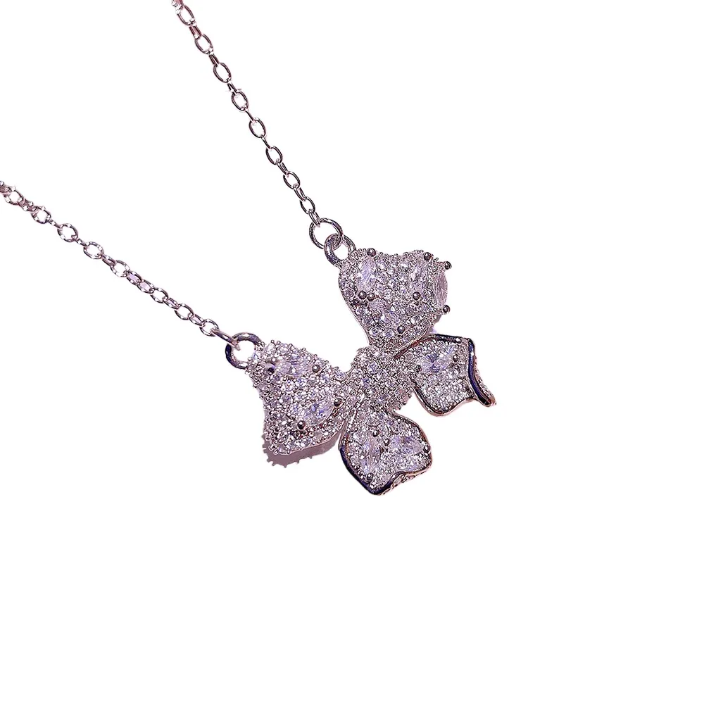 Bowknot Schmuckset Aus Sterlingsilber Elegantes Designer Collier_voghion.com