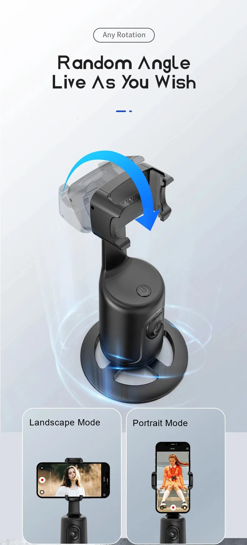 Selfieshow P01 Stabilisateur portatif universel à rotation automatique à 360° pour smartphone, vidéo en temps réel_voghion.com